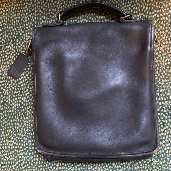 Coach Glovetanned Cowhide Leather Vintage Station Willis Satchel Bag Black - Picture 3 of 9